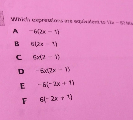 which expression is equivalent to (st)(6)?