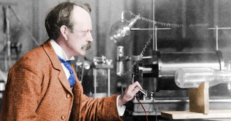 which particle is j. j. thomson credited with discovering? electron neutron proton photon