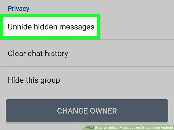 how to unhide messages on groupme