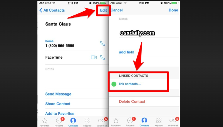 how to unmerge contacts on iphone