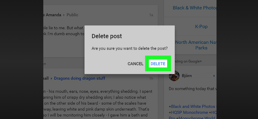 how to delete google plus posts