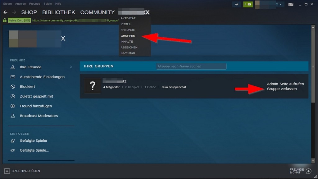 how to delete steam group