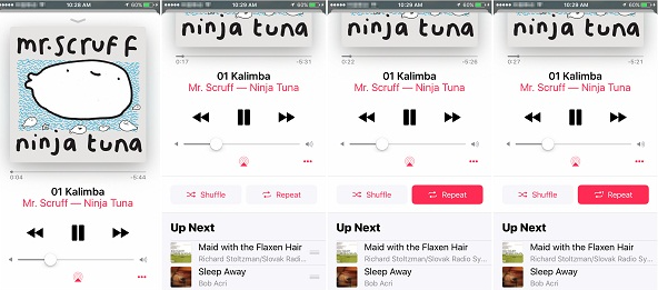how to repeat songs on ios 10