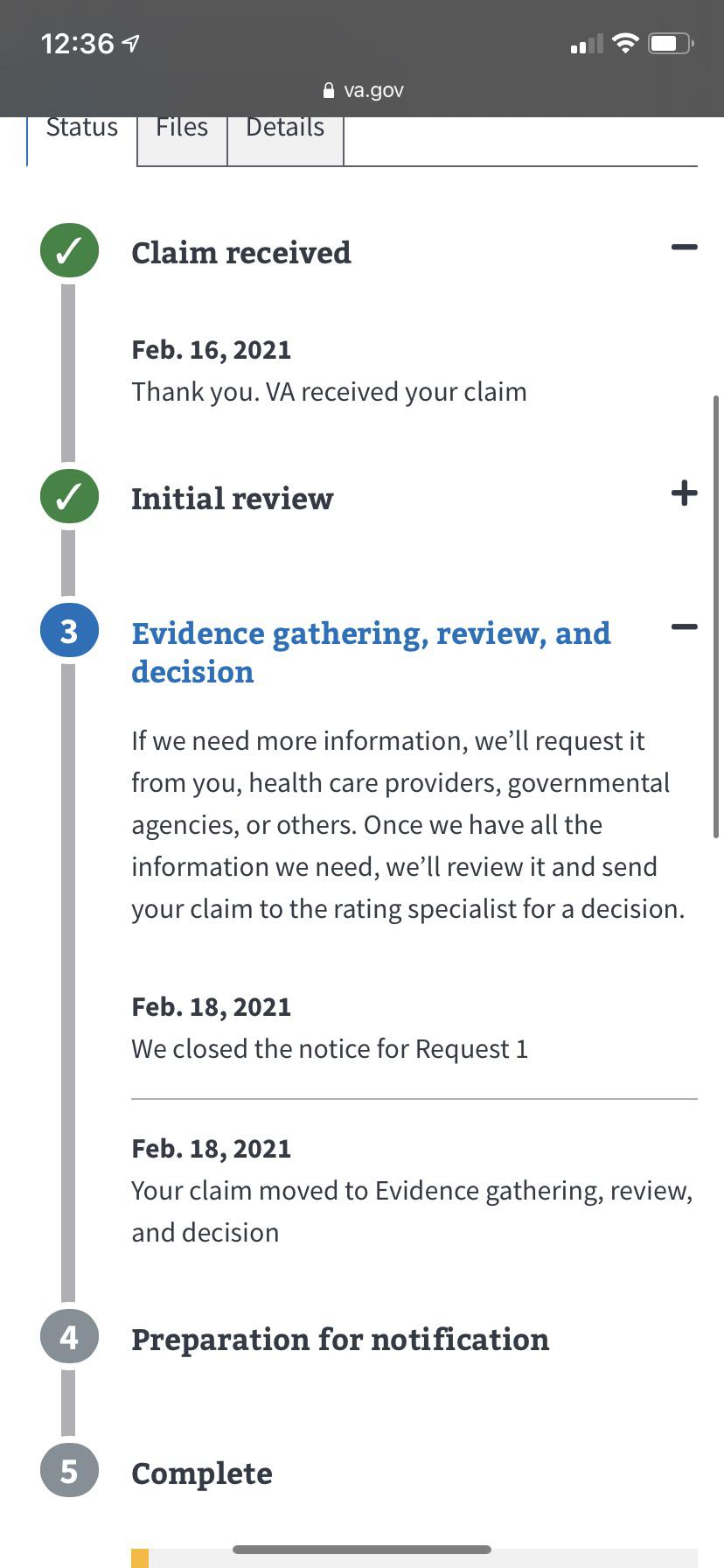 what does it mean when the va says we closed the notice for request 3