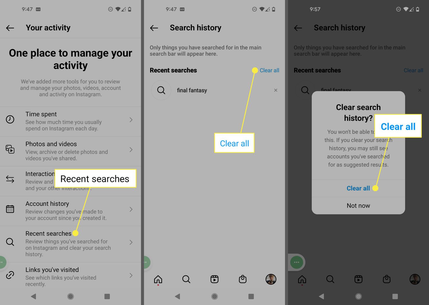 how to see recently viewed profiles on instagram