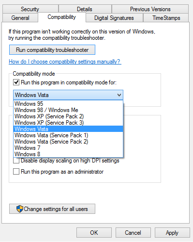 how to run a steam game in compatibility mode windows 10