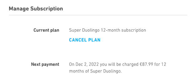 how to cancel.super duolingo