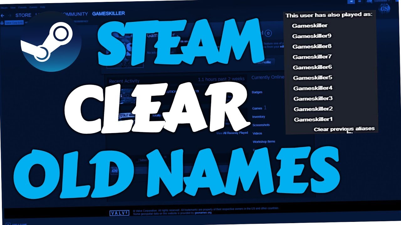 how to clear steam name history