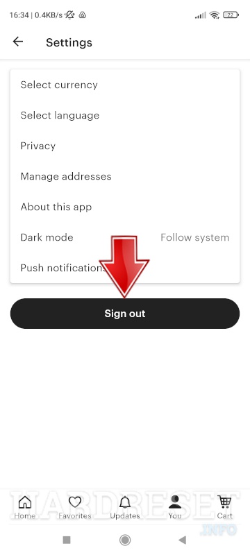 how to log out of etsy app