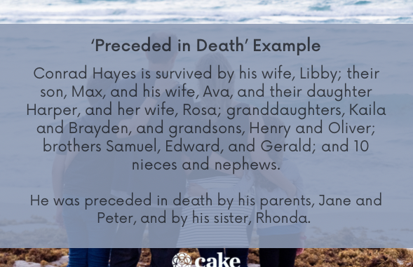 what does preceded in death mean