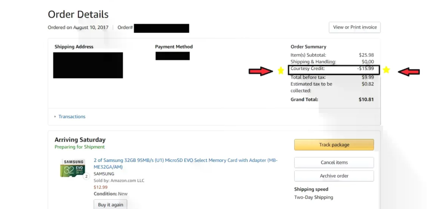 amazon courtesy credit