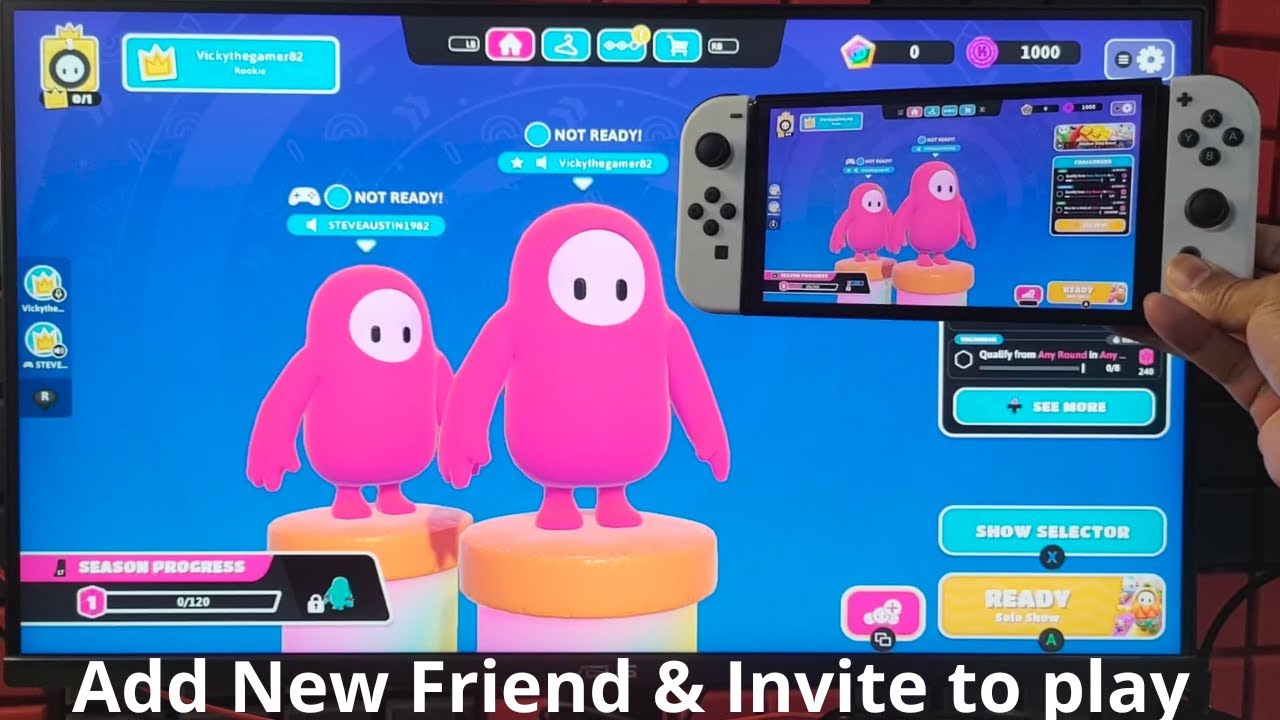 how to invite friends on fall guys switch