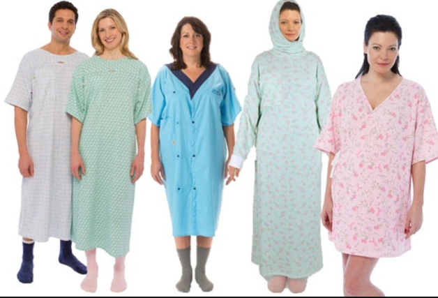 how to put on a hospital gown