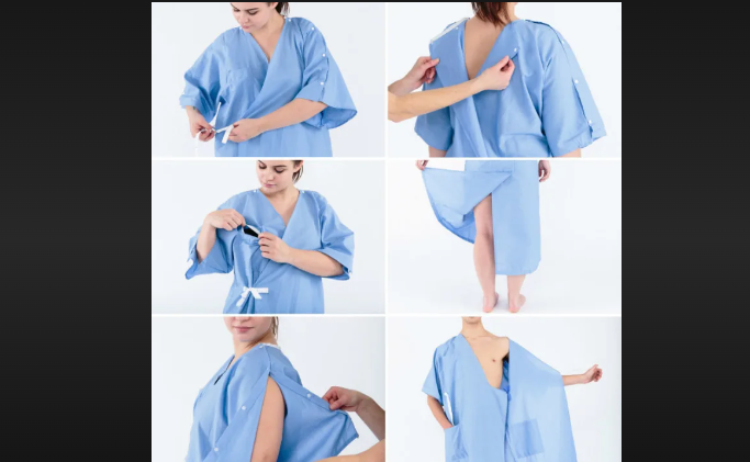 how to put on a hospital gown