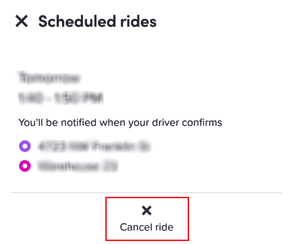 lyft cancel scheduled ride