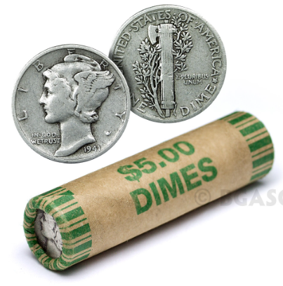 how much does a roll of silver dimes weigh