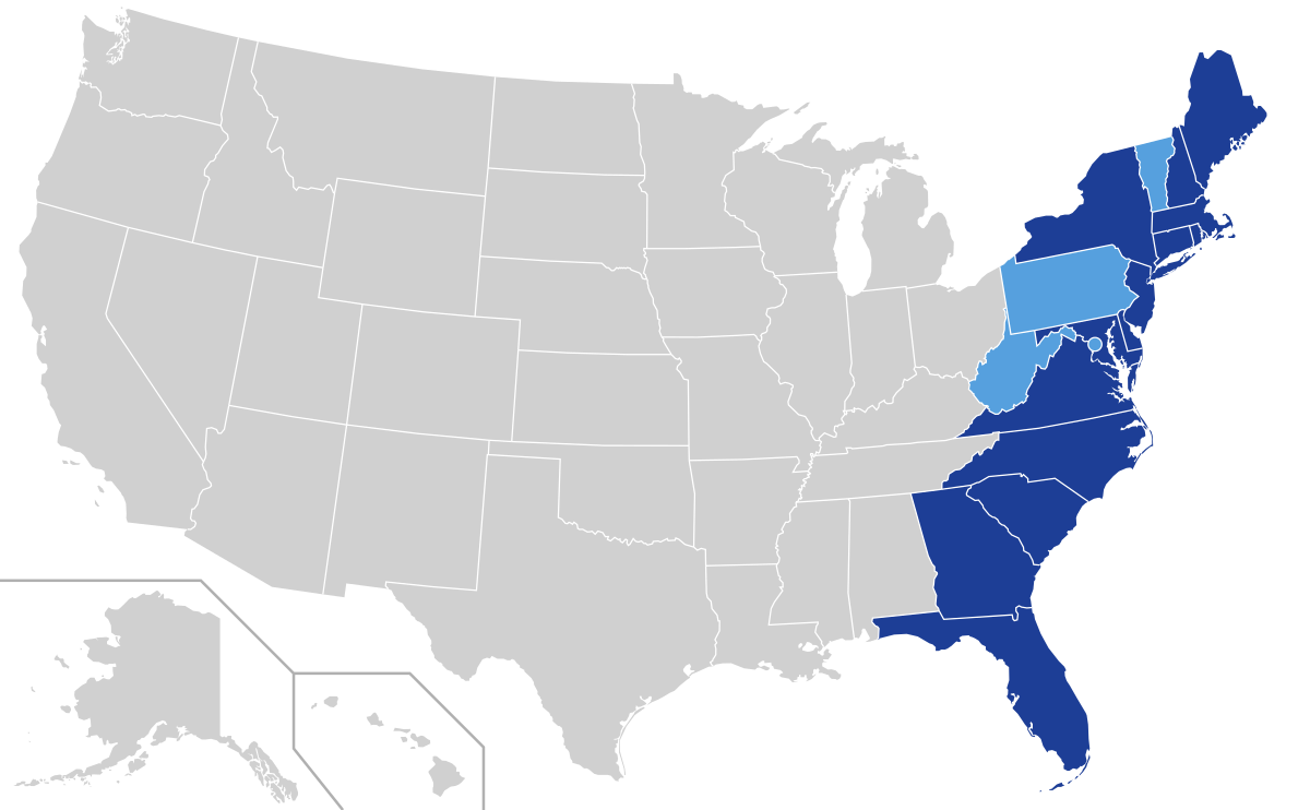 east coast states list