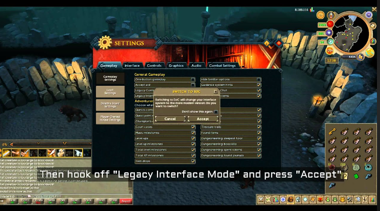 runescape how to switch out of legacy mode