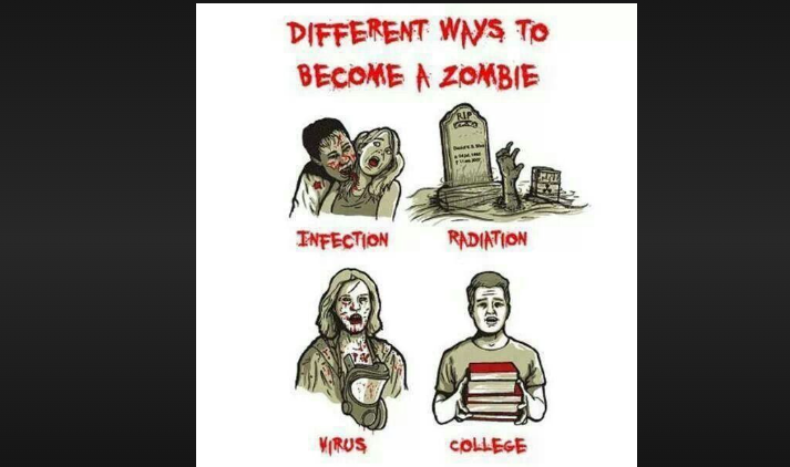 how did the zombie get into college