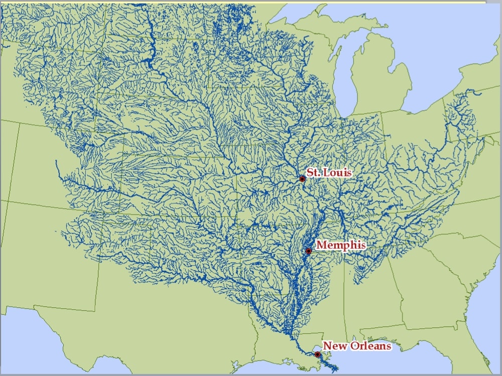 how many states does the mississippi river touch