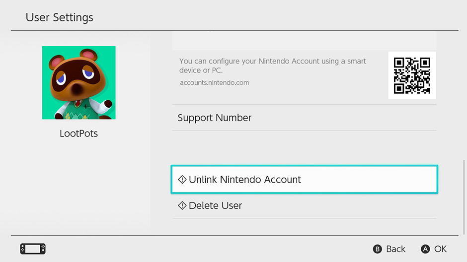 how to unlink nintendo account from switch