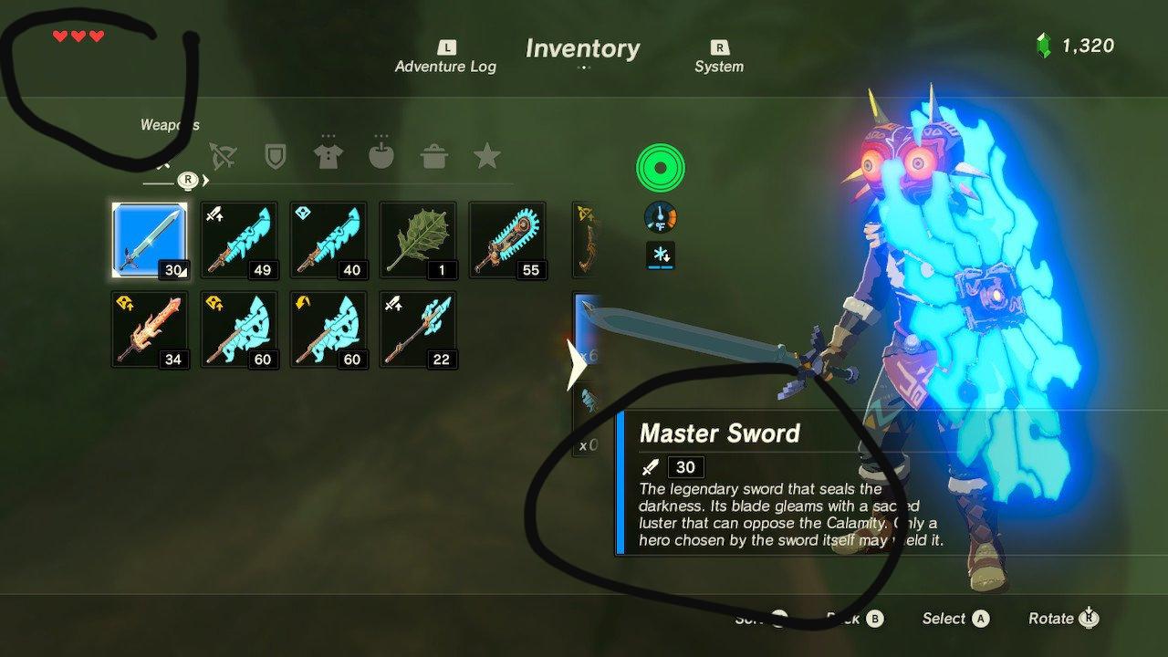 how many hearts for master sword totk