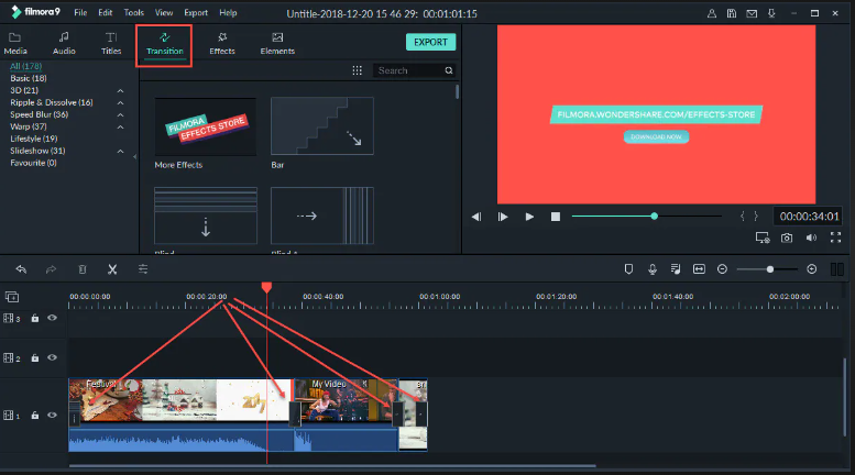how to add transition in reels