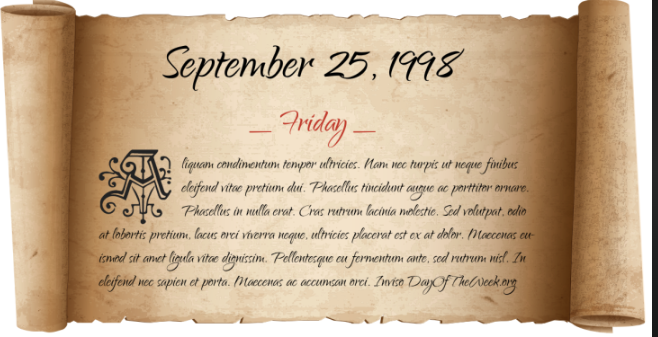 how long ago was september 25